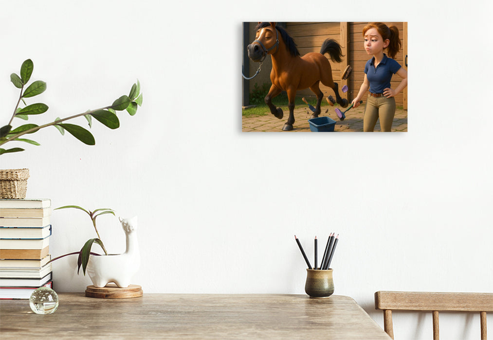 Premium Textil-Leinwand Mädchen brauchen ein Hoppi