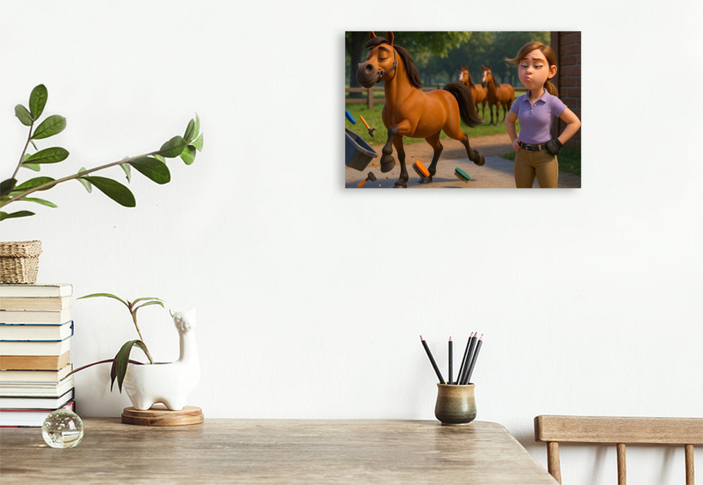 Premium Textil-Leinwand Wenn die Reitbeteiligung ihn verzogen hat