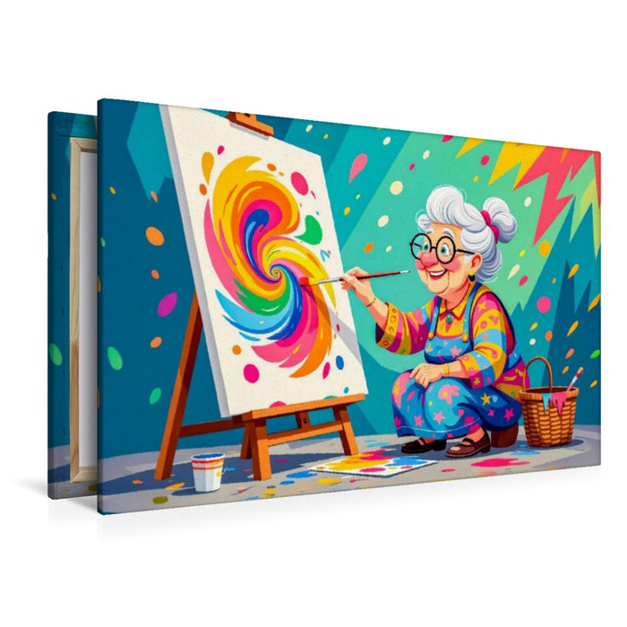 Premium Textil-Leinwand Oma malt impressionistische Meisterwerke