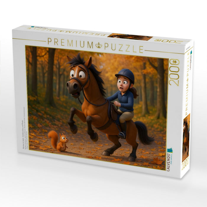 Monster im Wald - Eichhörnchen und Pferde - CALVENDO Foto-Puzzle'