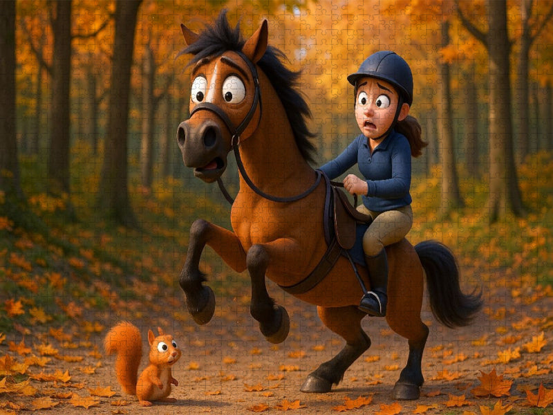 Monster im Wald - Eichhörnchen und Pferde - CALVENDO Foto-Puzzle'