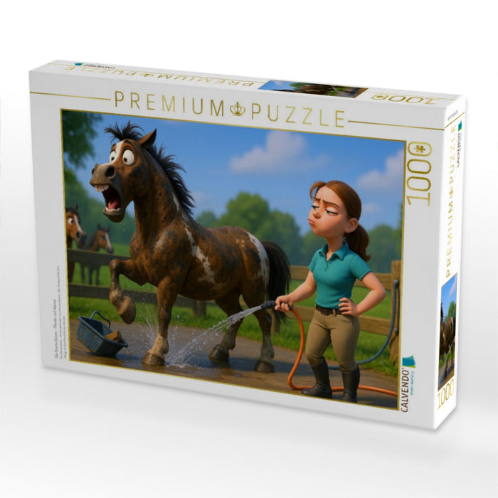 Die Drama Queen - Pferde und Wasser - CALVENDO Foto-Puzzle'