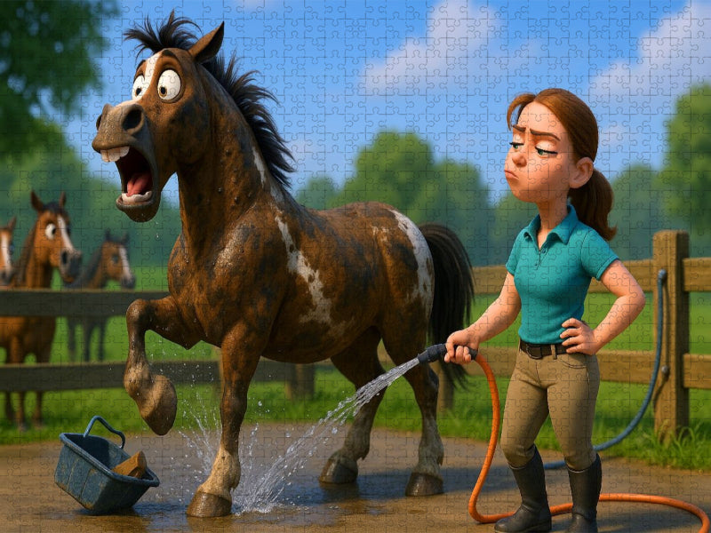 Die Drama Queen - Pferde und Wasser - CALVENDO Foto-Puzzle'