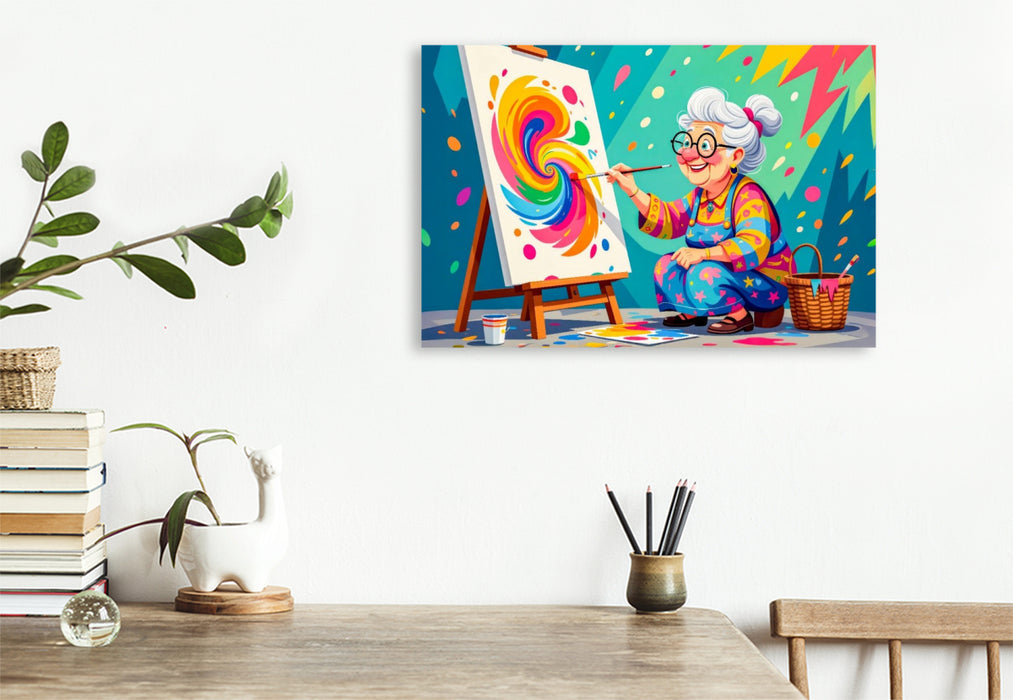 Premium Textil-Leinwand Oma malt impressionistische Meisterwerke