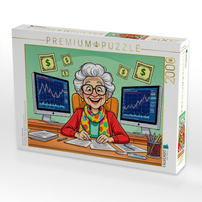 Oma zockt am Aktienmarkt - CALVENDO Foto-Puzzle'