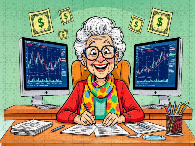 Oma zockt am Aktienmarkt - CALVENDO Foto-Puzzle'