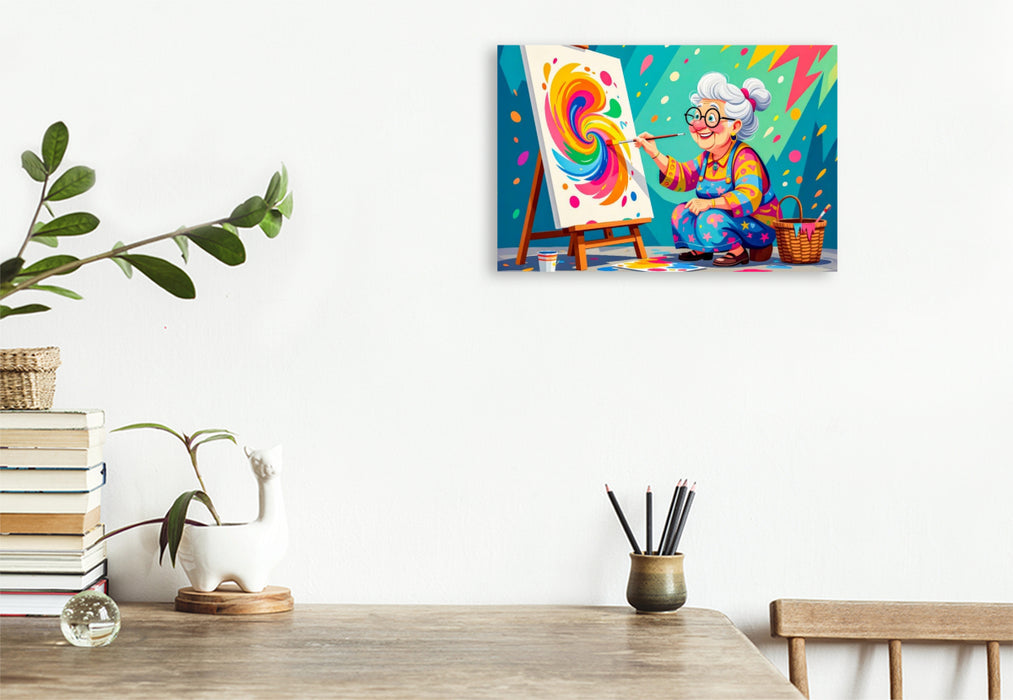 Premium Textil-Leinwand Oma malt impressionistische Meisterwerke