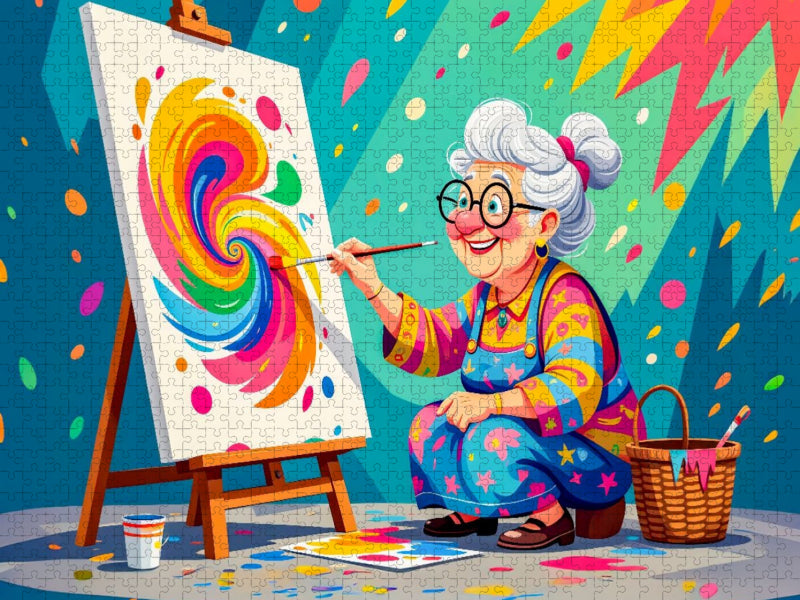 Oma malt impressionistische Meisterwerke - CALVENDO Foto-Puzzle'