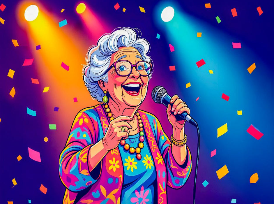 Oma wird zum Schlagerstar auf der Bühne - CALVENDO Foto-Puzzle'