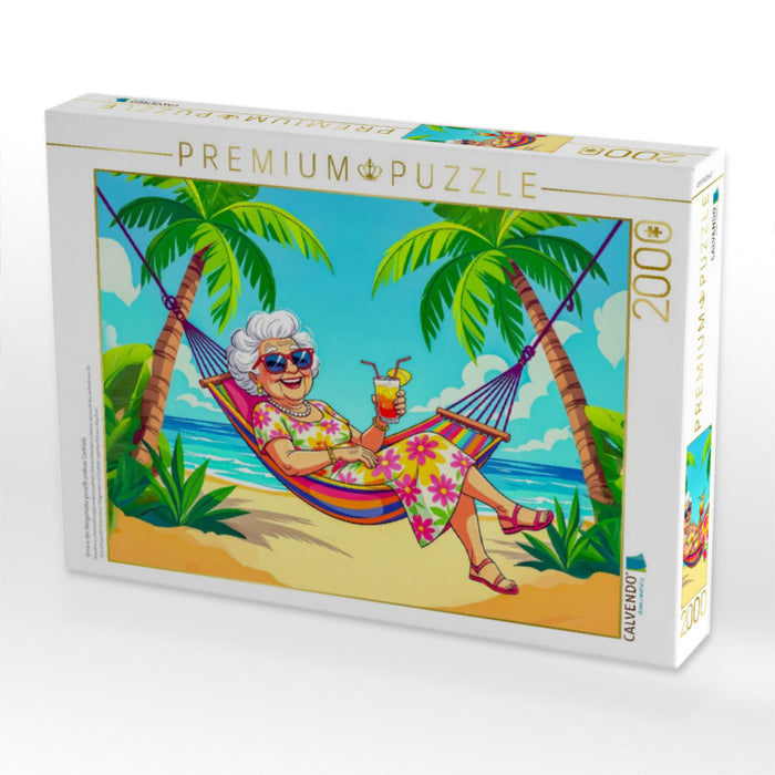 Oma in der Hängematte genießt endlose Cocktails - CALVENDO Foto-Puzzle'