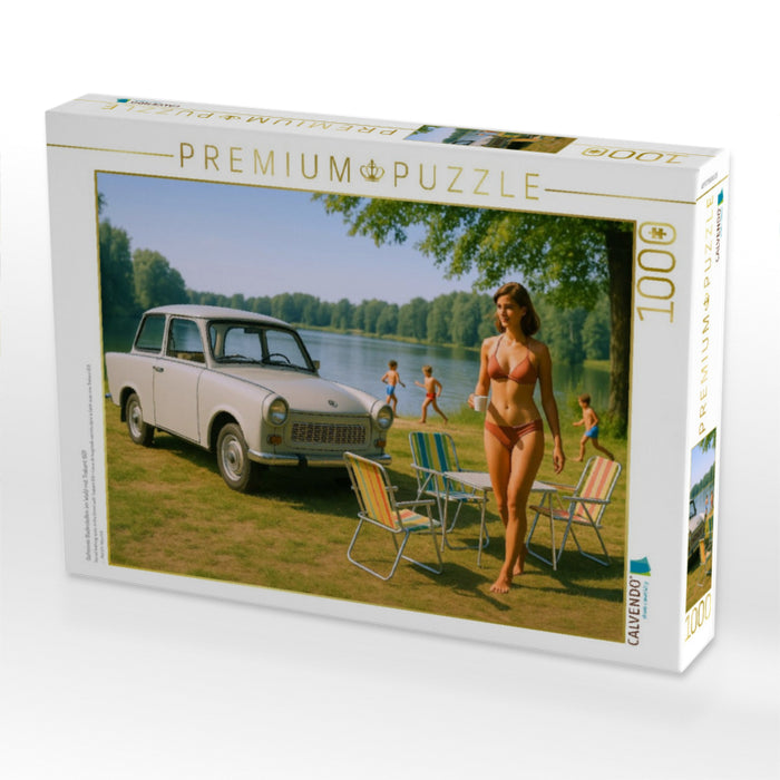 Geheime Badestellen im Wald mit Trabant 601 - CALVENDO Foto-Puzzle'