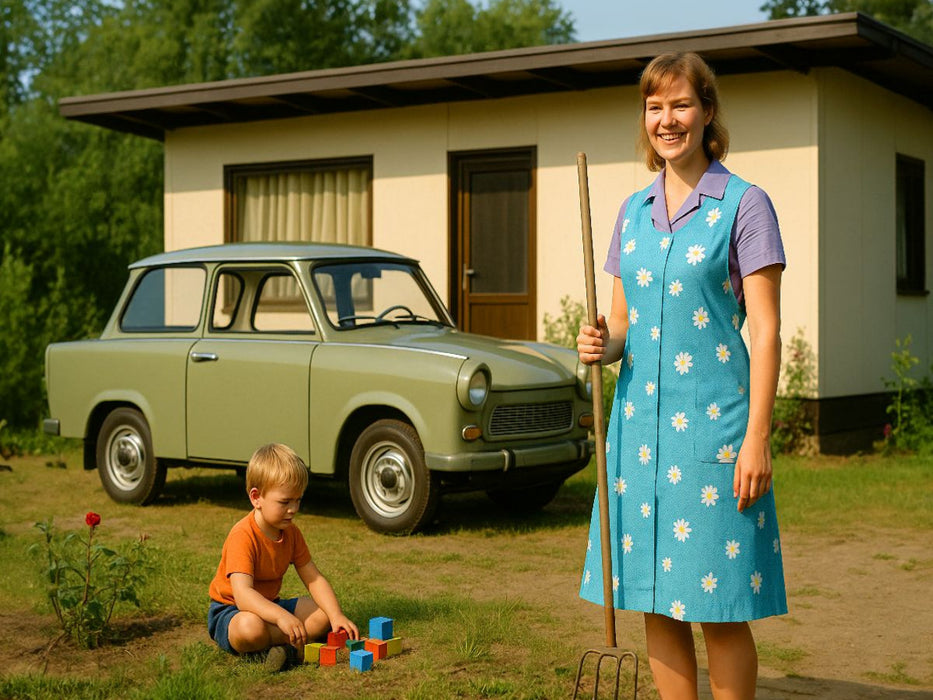 Das kleine Glück mit Datsche und Kittelschürze und Trabant 601 - CALVENDO Foto-Puzzle'