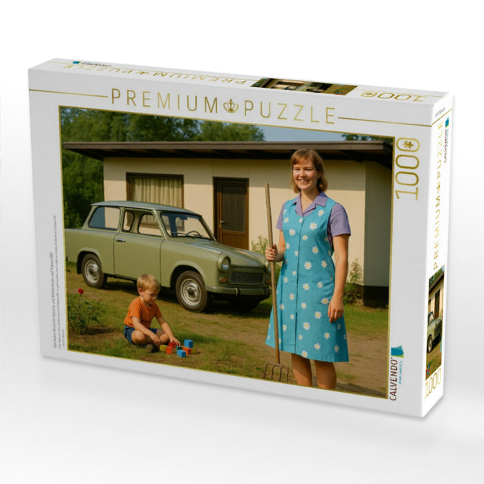 Das kleine Glück mit Datsche und Kittelschürze und Trabant 601 - CALVENDO Foto-Puzzle'