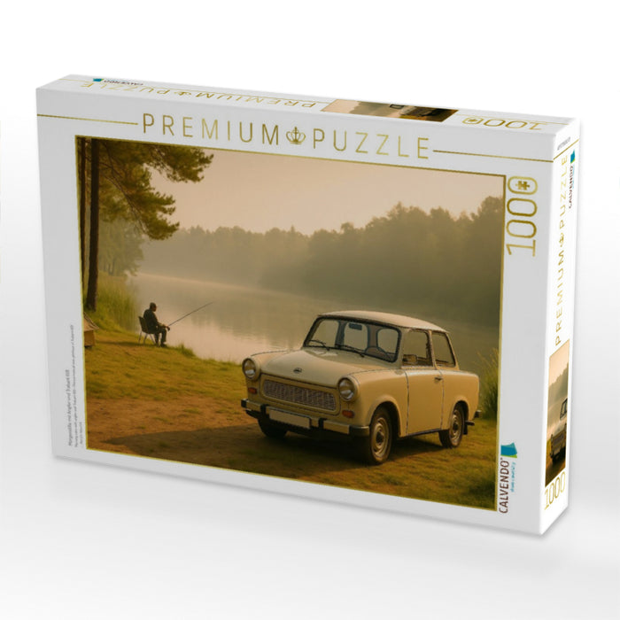 Morgenstille mit Angler und Trabant 601 - CALVENDO Foto-Puzzle'