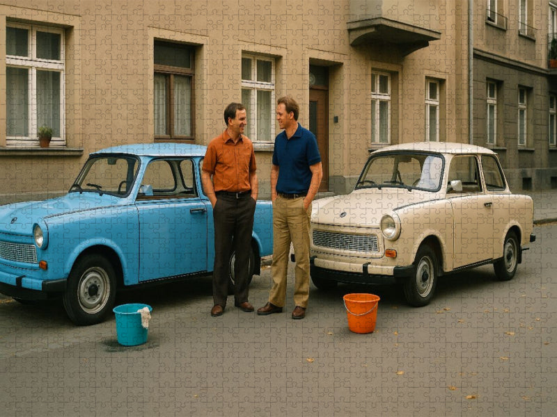 Samstag nachmittag Autowäsche - Trabant 601 - CALVENDO Foto-Puzzle'
