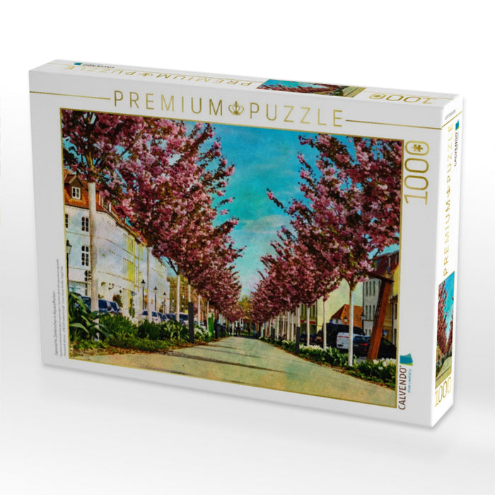 Japanische Zierkirschen in Aquarellfarben - CALVENDO Foto-Puzzle'