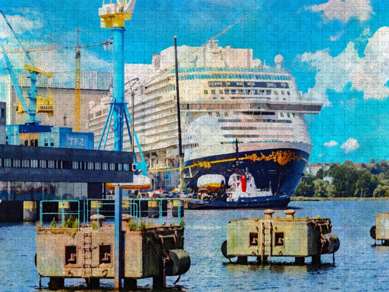 Das Wismarer Technologiezentrum und der Werfthafen - CALVENDO Foto-Puzzle'