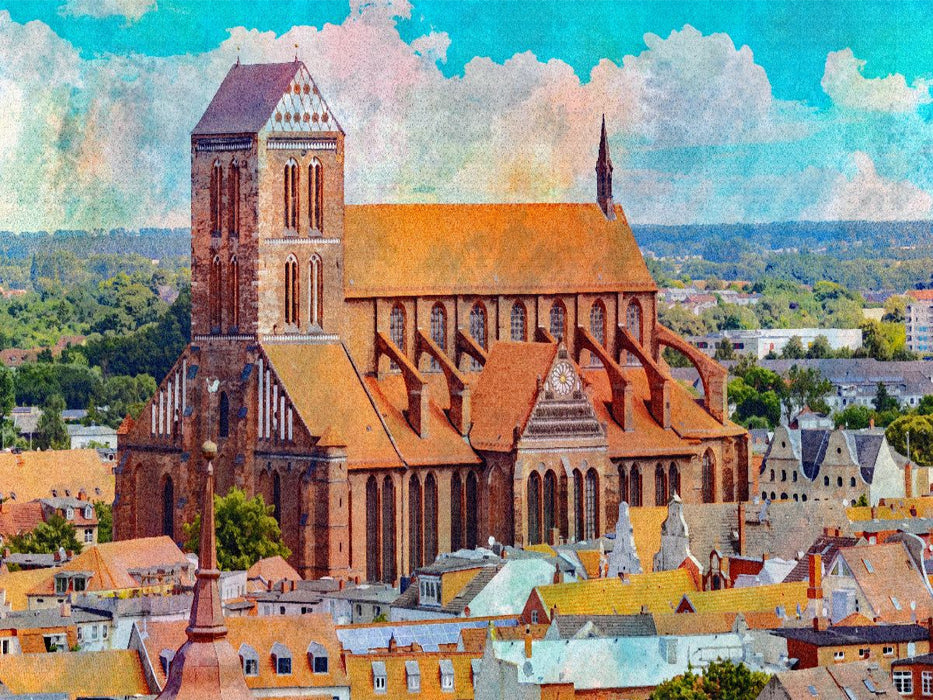 Blick von der Aussichtsplattform St. Georgen auf die Stadtkirche St. Nikolai - CALVENDO Foto-Puzzle'