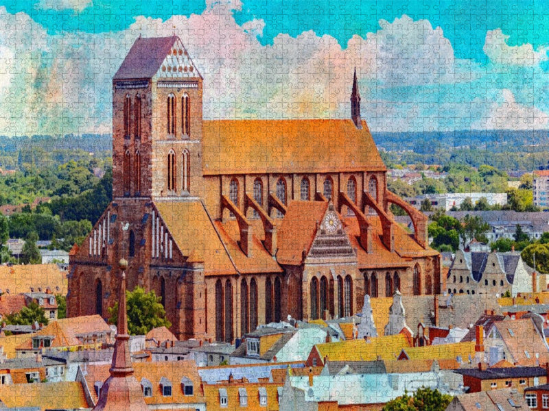 Blick von der Aussichtsplattform St. Georgen auf die Stadtkirche St. Nikolai - CALVENDO Foto-Puzzle'