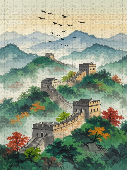 Chinesische Mauer – Harmonie im Nebel - CALVENDO Foto-Puzzle'