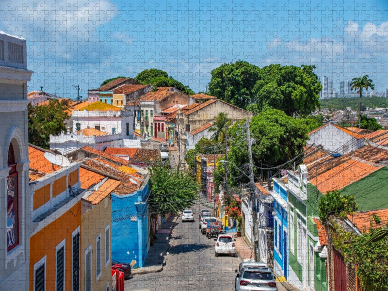 Bunte Kolonialhäuser, Olinda, Brasilien - CALVENDO Foto-Puzzle'