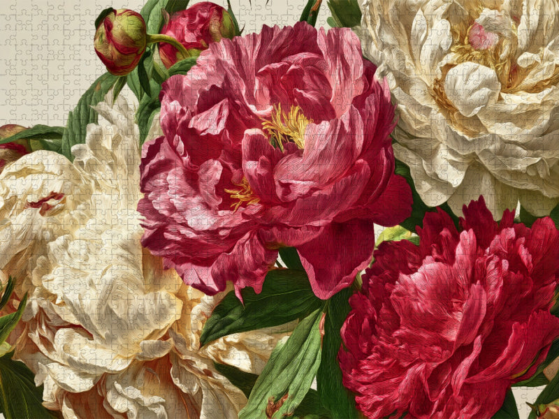 Üppige Pfingstrosen, Sinnbild für Fülle und Anmut - CALVENDO Foto-Puzzle'