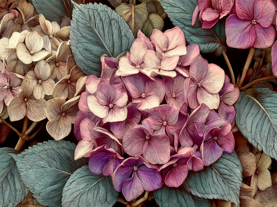Anmutige Hortensien, prachtvolle Blüten in zarten Farben - CALVENDO Foto-Puzzle'