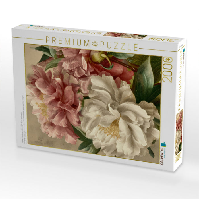 Üppige Pfingstrosen, Sinnbild für Fülle und Anmut - CALVENDO Foto-Puzzle'