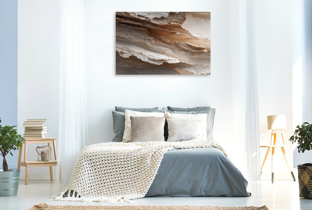 Premium Textil-Leinwand Struktur und Fläche, moderne Kunst in Sandfarben