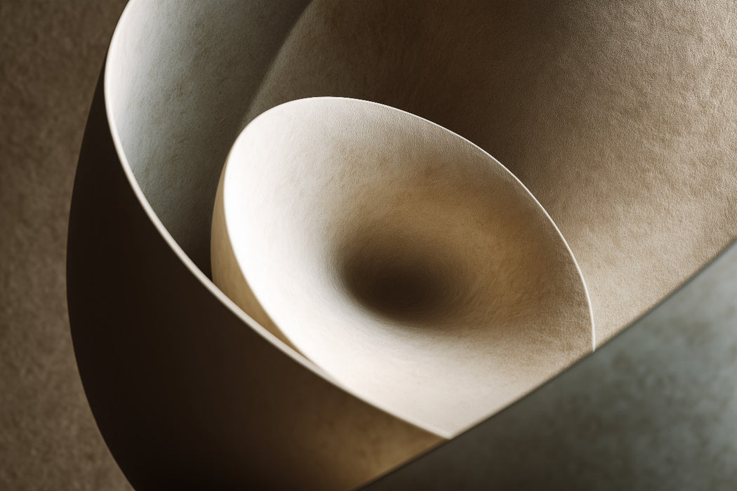 Premium Textil-Leinwand Skulpturale Formen, weiche Rundungen in Neutralfarben