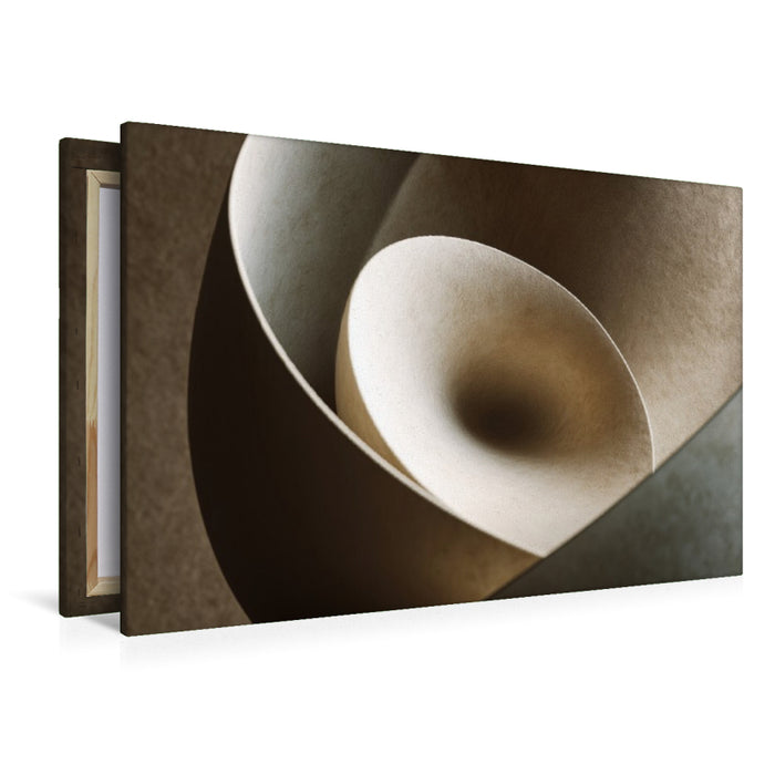 Premium Textil-Leinwand Skulpturale Formen, weiche Rundungen in Neutralfarben