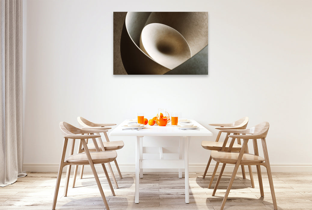 Premium Textil-Leinwand Skulpturale Formen, weiche Rundungen in Neutralfarben