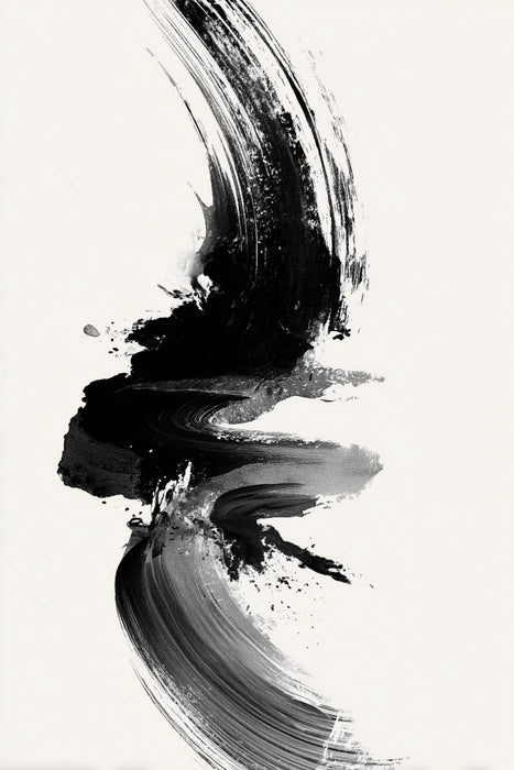 Premium Textil-Leinwand Japanische Tusche, meditative Einfachheit