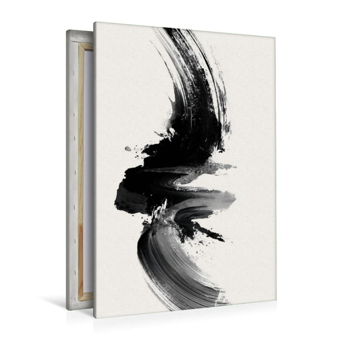 Premium Textil-Leinwand Japanische Tusche, meditative Einfachheit