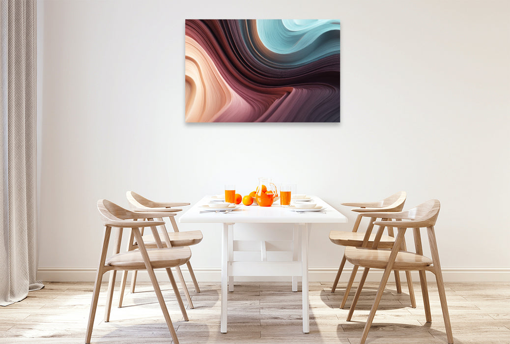 Premium Textil-Leinwand Fließende Linien, abstrakte Wellen in Pastelltönen