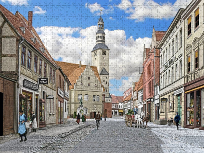 Gardelegen – Stendaler Straße mit Rathaus um 1918 - CALVENDO Foto-Puzzle'