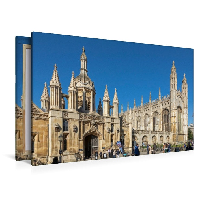 Premium Textil-Leinwand Torhaus und Kirche, Kings's College, Cambridge