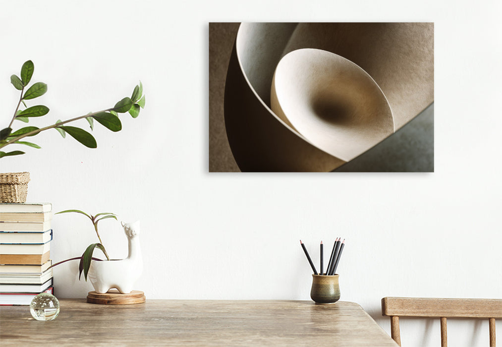 Premium Textil-Leinwand Skulpturale Formen, weiche Rundungen in Neutralfarben