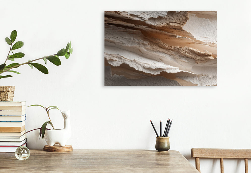 Premium Textil-Leinwand Struktur und Fläche, moderne Kunst in Sandfarben