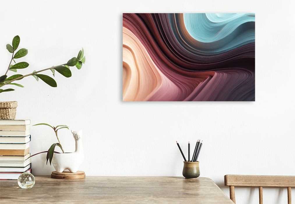 Premium Textil-Leinwand Fließende Linien, abstrakte Wellen in Pastelltönen