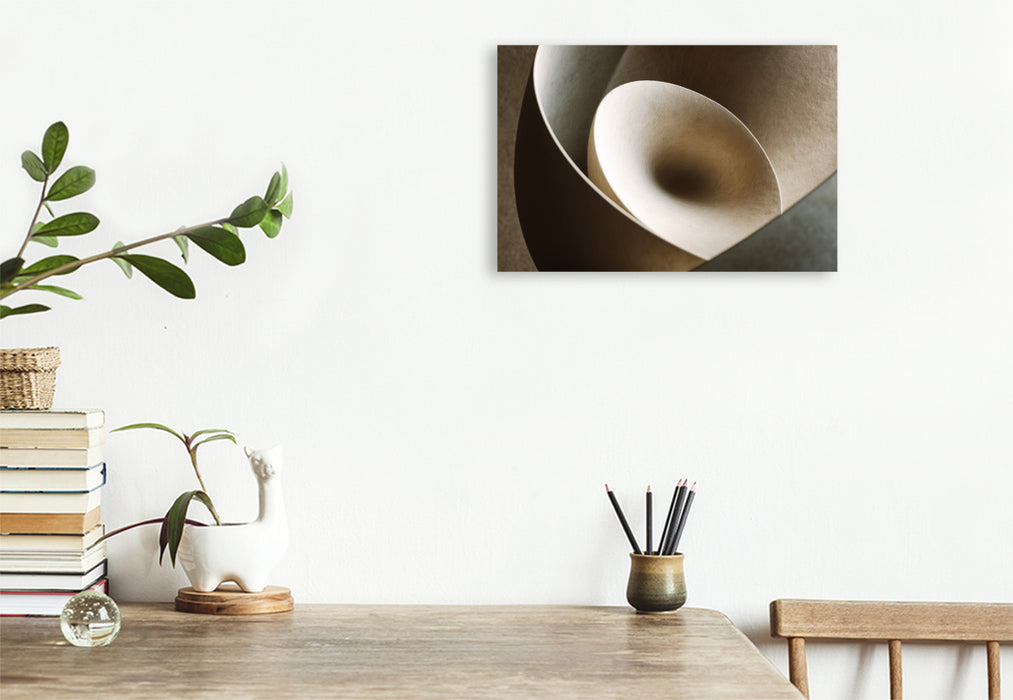 Premium Textil-Leinwand Skulpturale Formen, weiche Rundungen in Neutralfarben