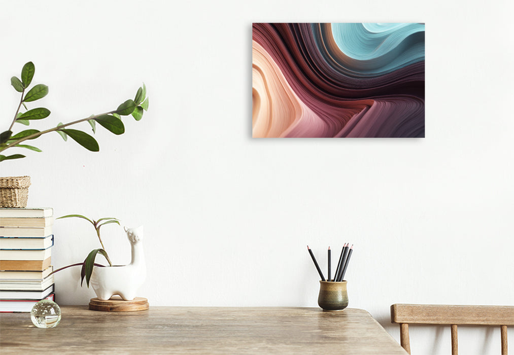 Premium Textil-Leinwand Fließende Linien, abstrakte Wellen in Pastelltönen