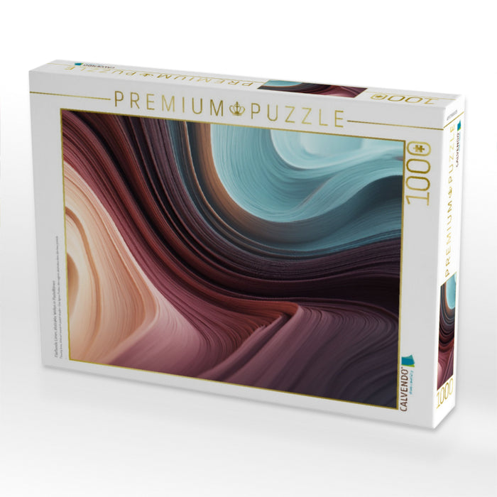 Fließende Linien, abstrakte Wellen in Pastelltönen - CALVENDO Foto-Puzzle'