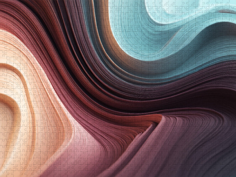 Fließende Linien, abstrakte Wellen in Pastelltönen - CALVENDO Foto-Puzzle'