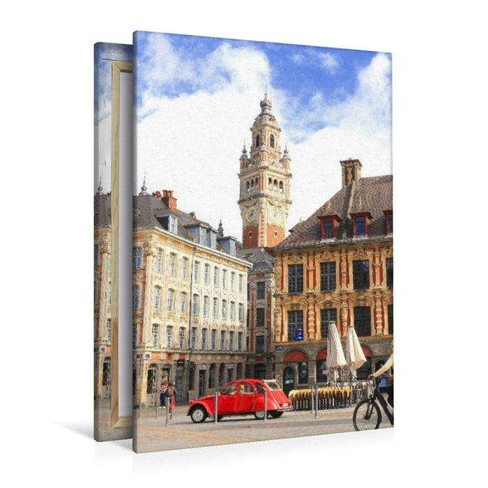 Premium Textil-Leinwand Lille, am Grand Place, auch Place du Général de Gaulle genannt