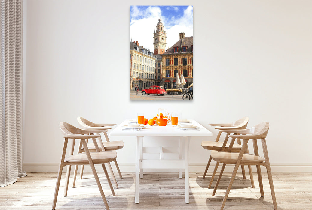 Premium Textil-Leinwand Lille, am Grand Place, auch Place du Général de Gaulle genannt