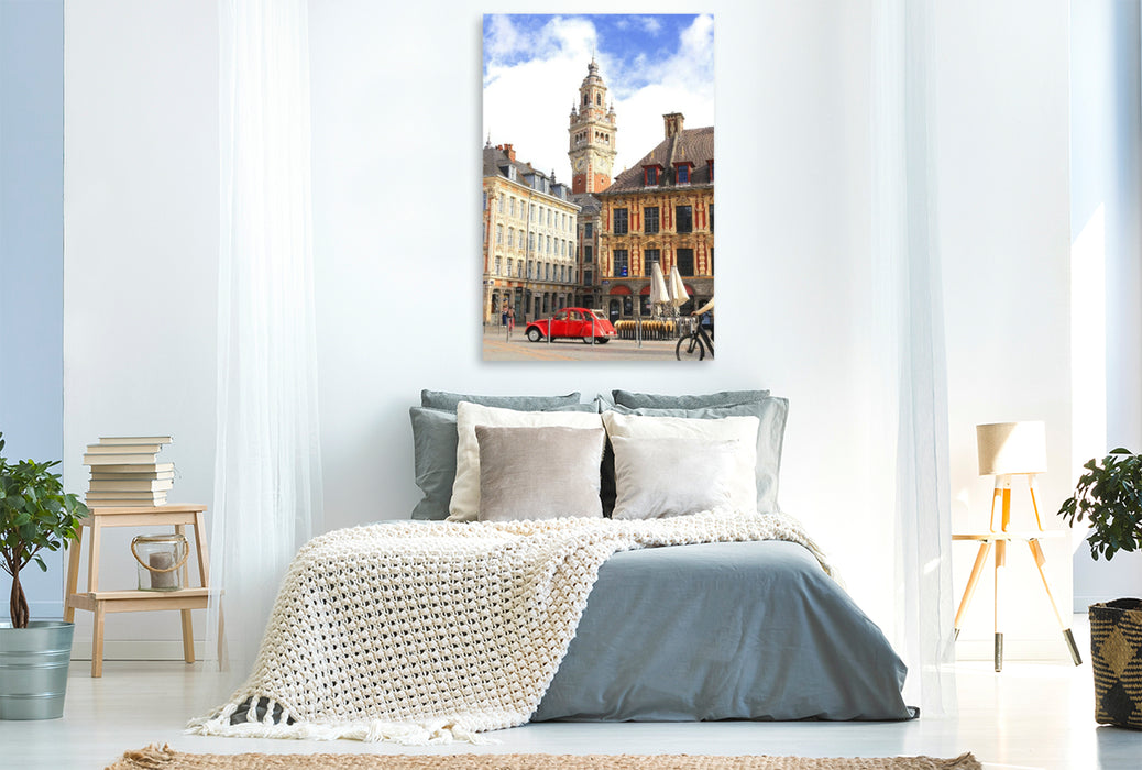 Premium Textil-Leinwand Lille, am Grand Place, auch Place du Général de Gaulle genannt