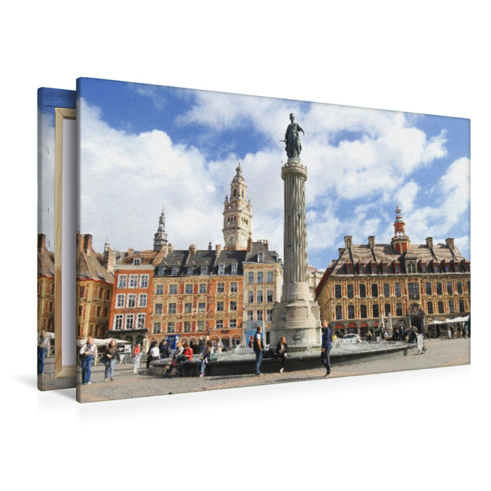 Premium Textil-Leinwand Lille, Grand Place, auch Place du Général de Gaulle genannt