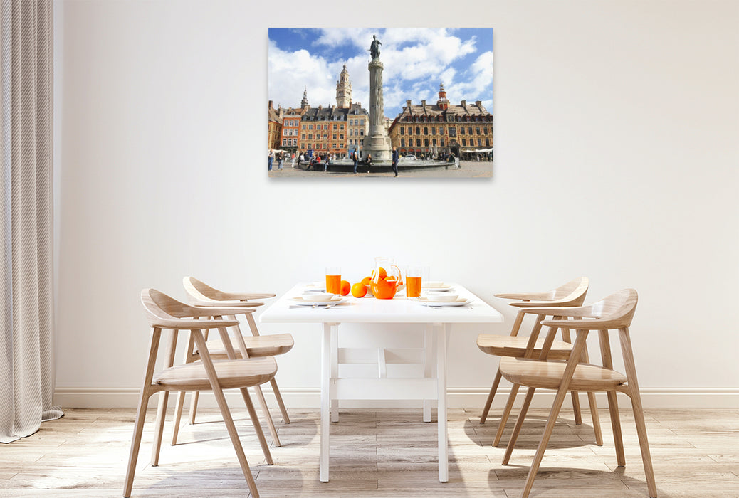 Premium Textil-Leinwand Lille, Grand Place, auch Place du Général de Gaulle genannt