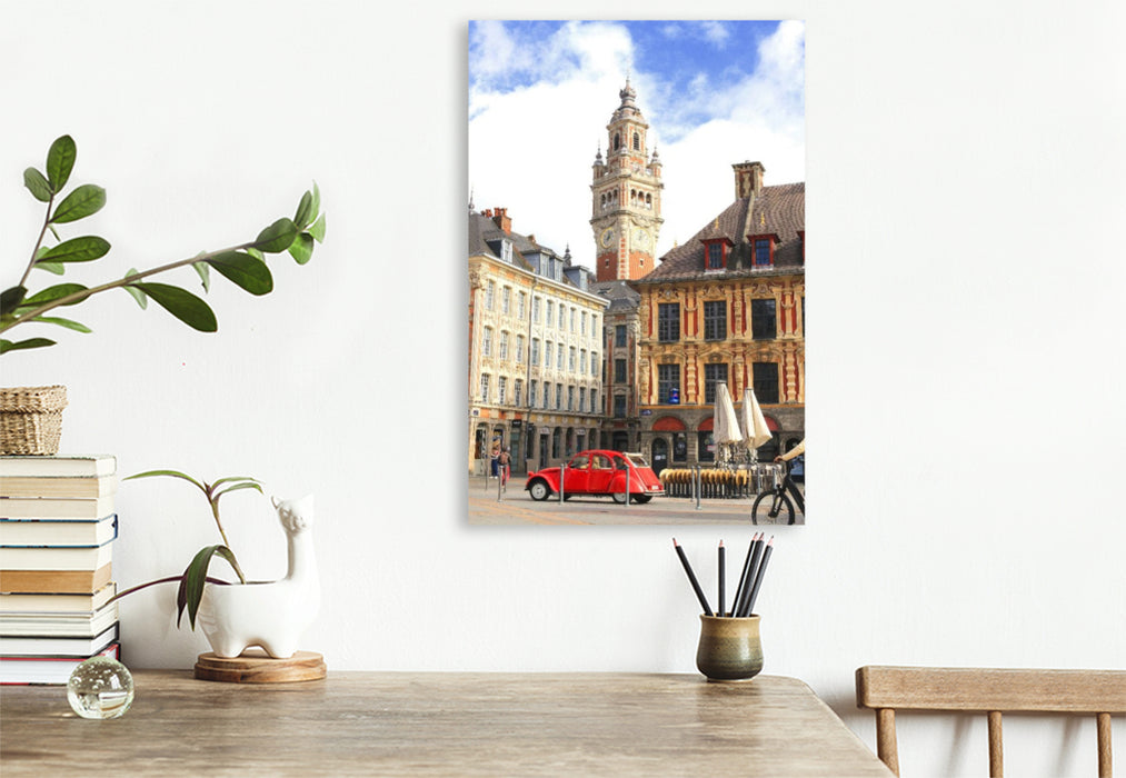 Premium Textil-Leinwand Lille, am Grand Place, auch Place du Général de Gaulle genannt